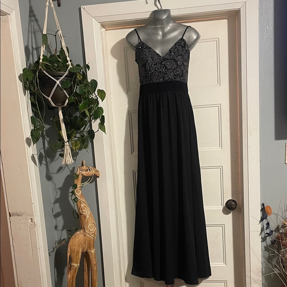 Women's Soieblu Black Lace Maxi Dress